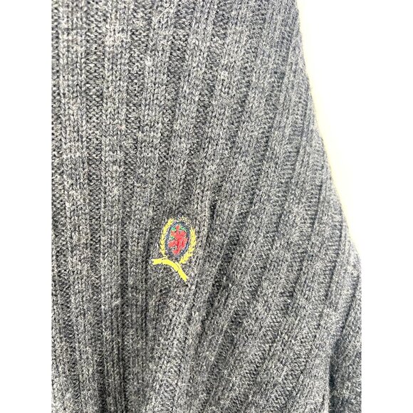 Vintage Tommy Hilfiger Mens 100% Wool Cable Knit Sweater Size Medium Grey - Picture 5 of 5